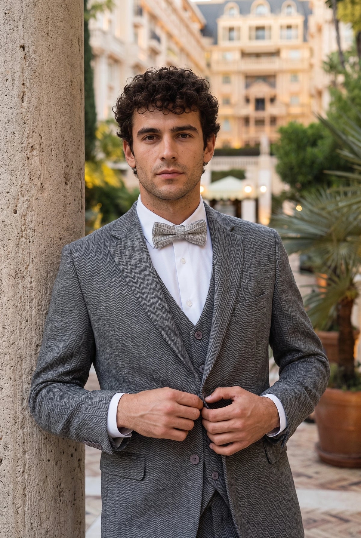 Men’s Light Grey Tweed Bow Tie