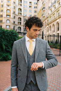 Men’s Light Yellow Suede-Finish Tie