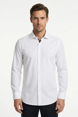 Men's Long Sleeve Button-Down Dress Shirt - White