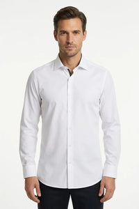 Men's Long Sleeve Button-Down Dress Shirt - White