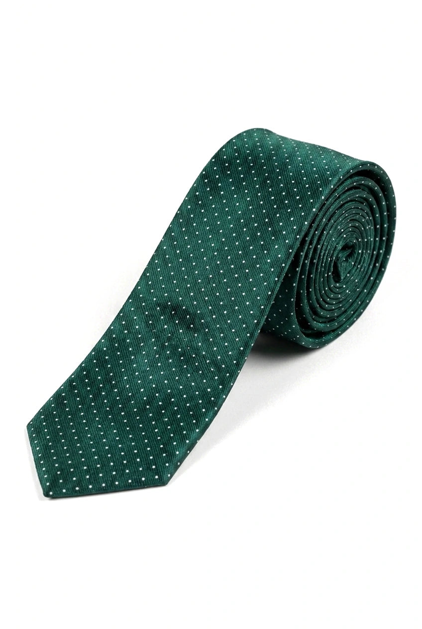 Men's Matching Wedding Satin Silk Tie Hanky & Tie Clip Polka Dot