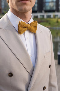Men’s Mustard Knitted Bow Tie