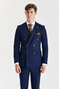 Men's Navy Birdseye Double Breasted Blazer