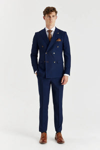 Men's Navy Birdseye Double Breasted Blazer