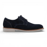 Men's Navy Blue Suede Leather Plain Toe Derby Shoes