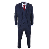 IM54 - Men's Navy Blue Check Tailored Fit 3 Piece Suit