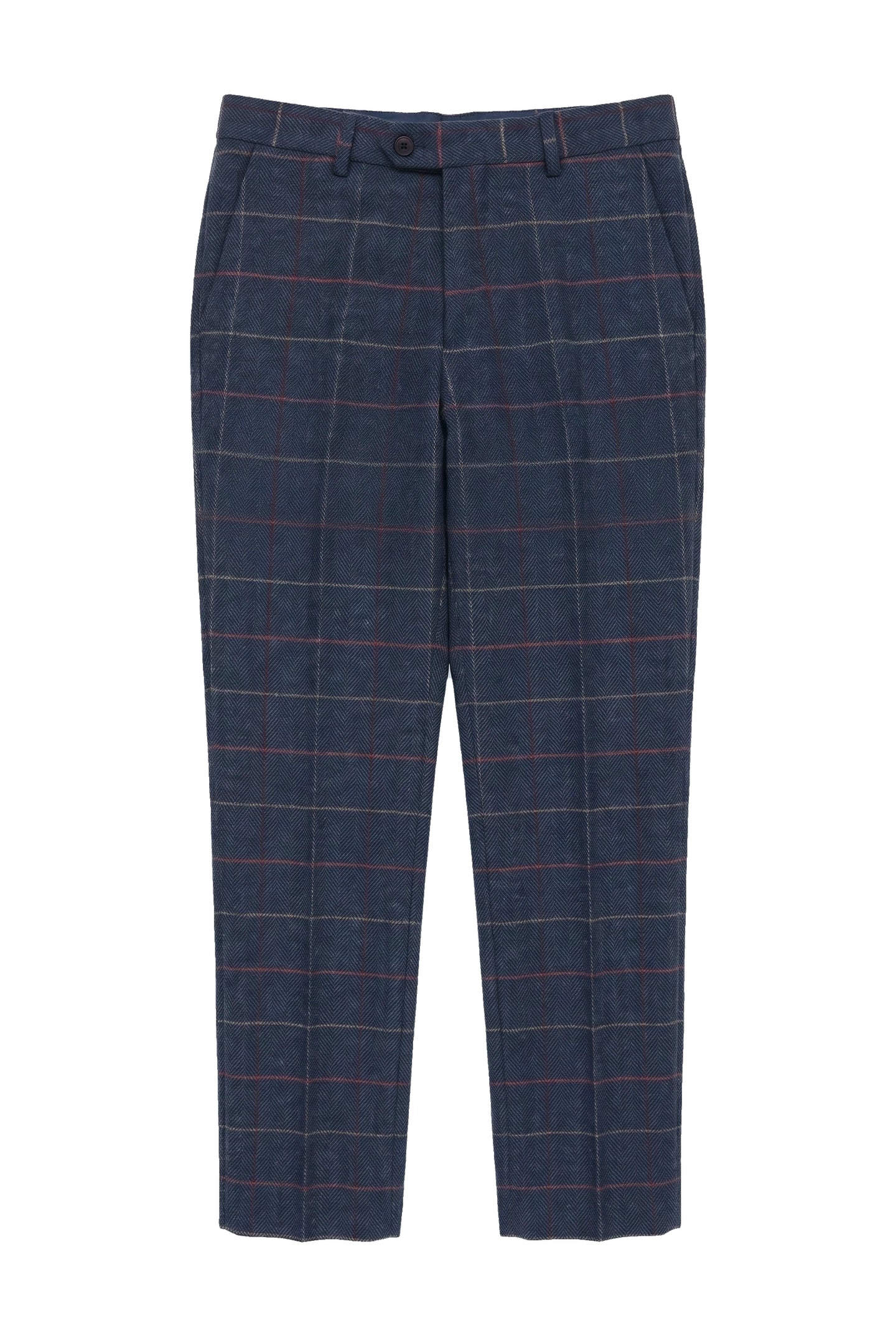 Mens Navy Blue Wine Trousers Check Herringbone Tweed Vintage New Marc Darcy