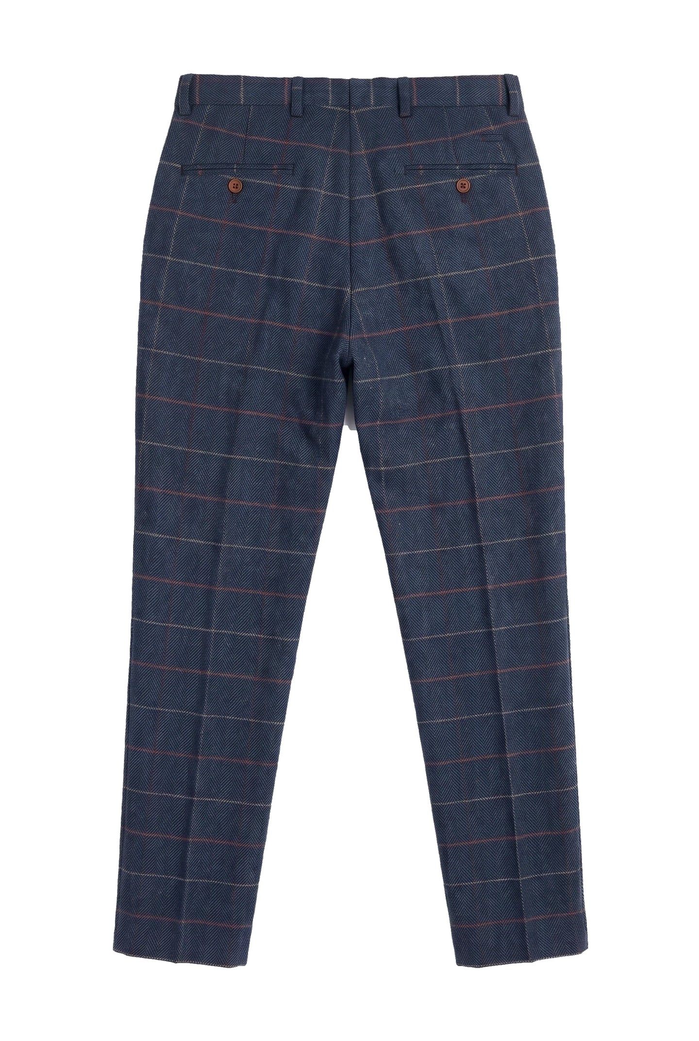 Mens Navy Blue Wine Trousers Check Herringbone Tweed Vintage New Marc Darcy