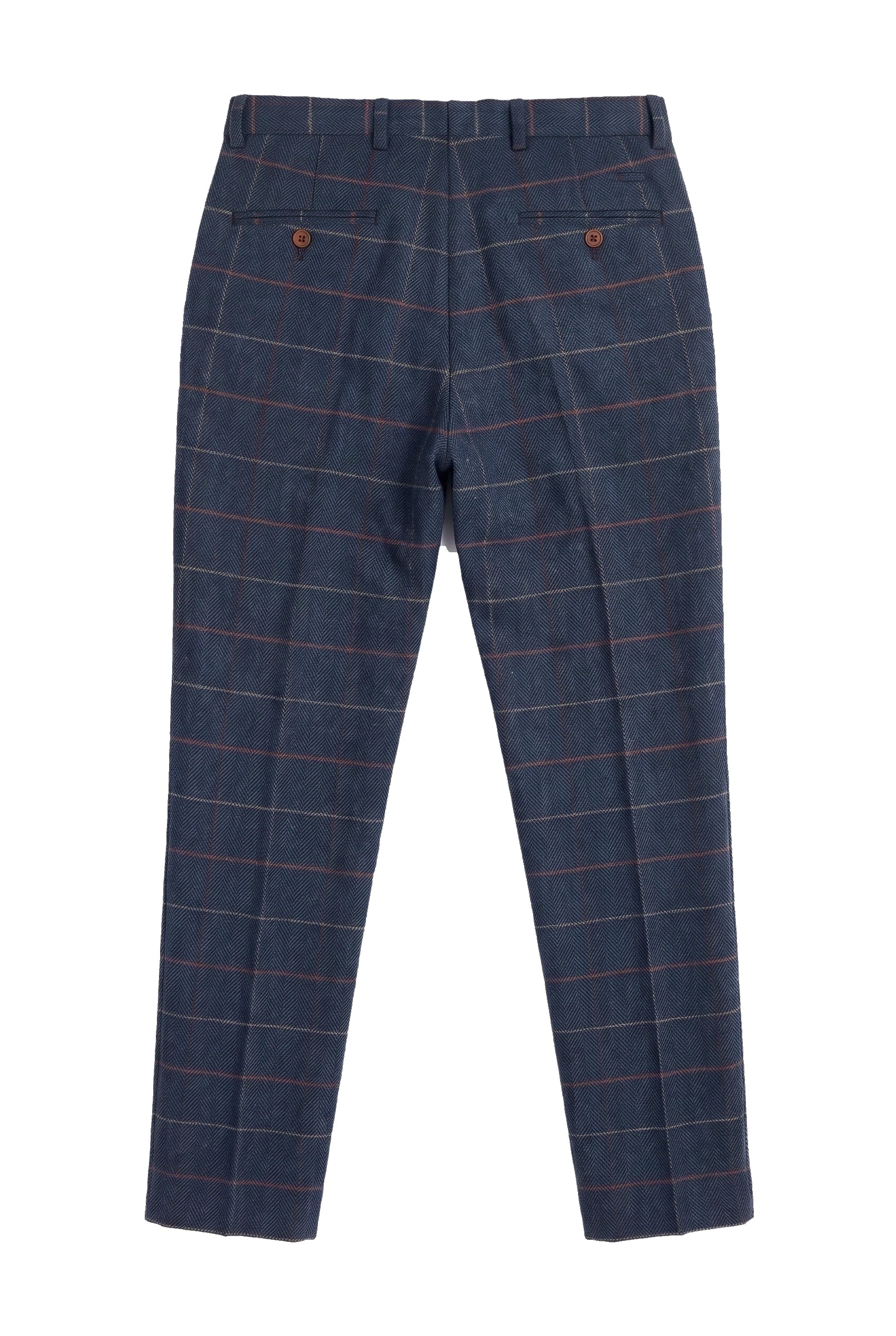 Mens Navy Blue Wine Trousers Check Herringbone Tweed Vintage New Marc Darcy