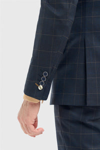 Men's Navy Check Tailored Fit Blazer