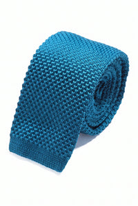 Men’s Navy Knitted Tie with Flat Square End