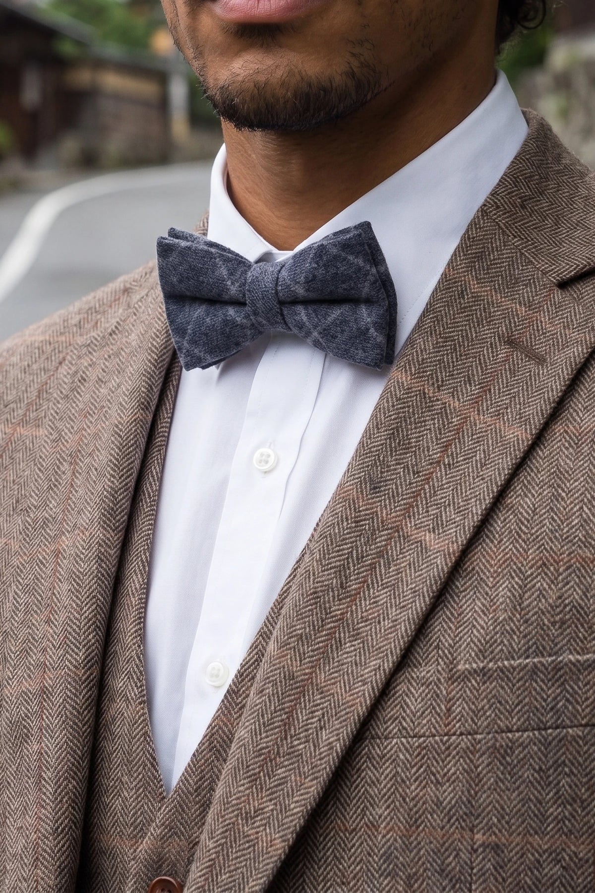 Men’s Navy Tweed Bow Tie