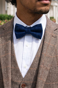 Men’s Navy Tweed Wool Blend Bow Tie