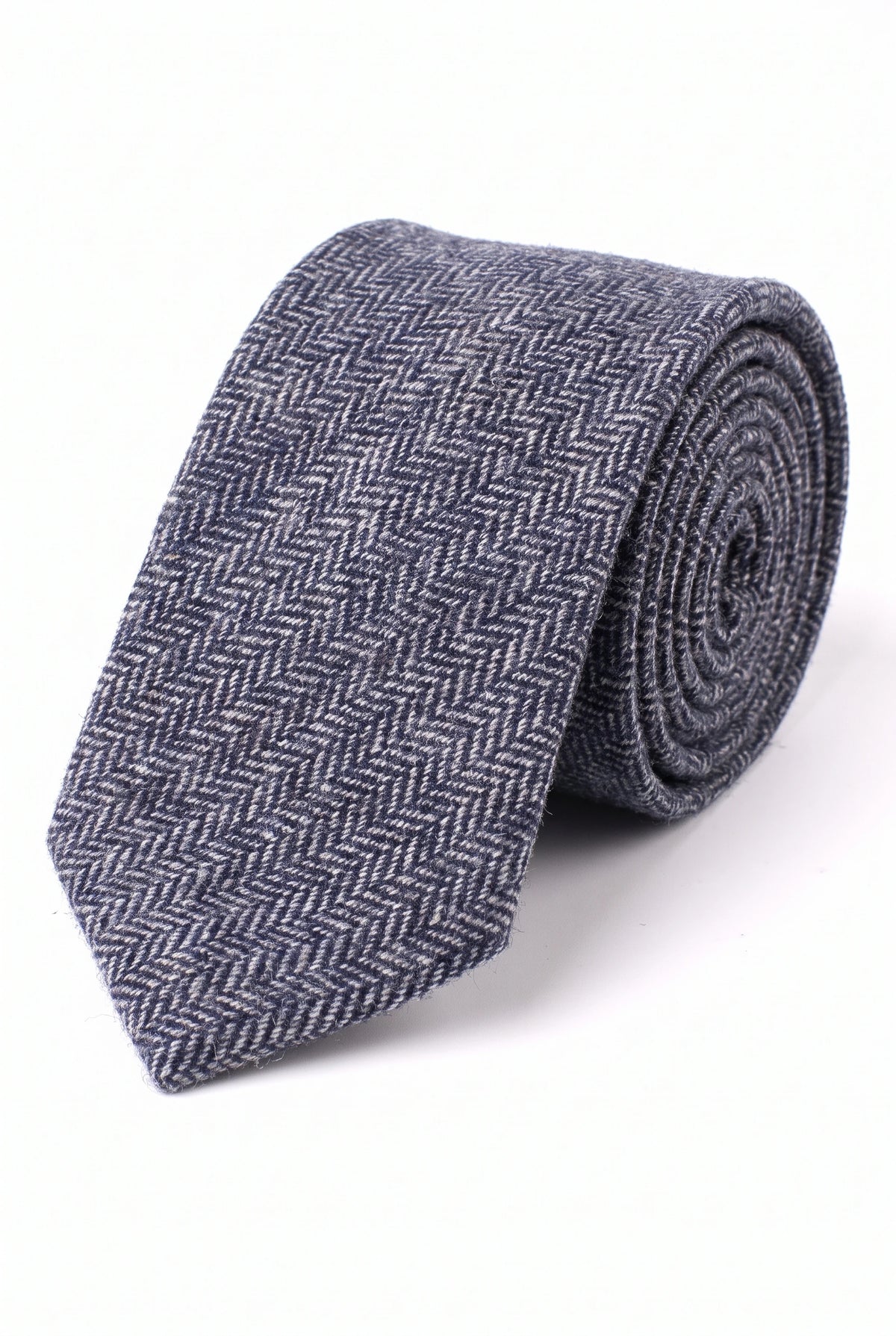 Men’s Navy Wool Blend Tweed Tie