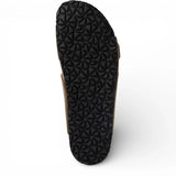 Men's Olive Green Leather Slip-On Footbed Slipper Sandals