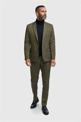 Men's Olive Green Tweed Herringbone Blazer