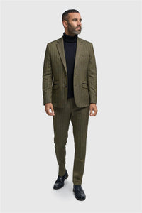 Men's Olive Green Tweed Herringbone Blazer