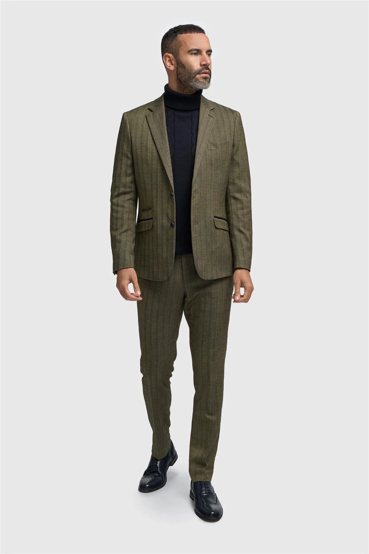 Men's Olive Green Tweed Herringbone Blazer