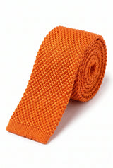 Men’s Orange Knitted Polyester Tie