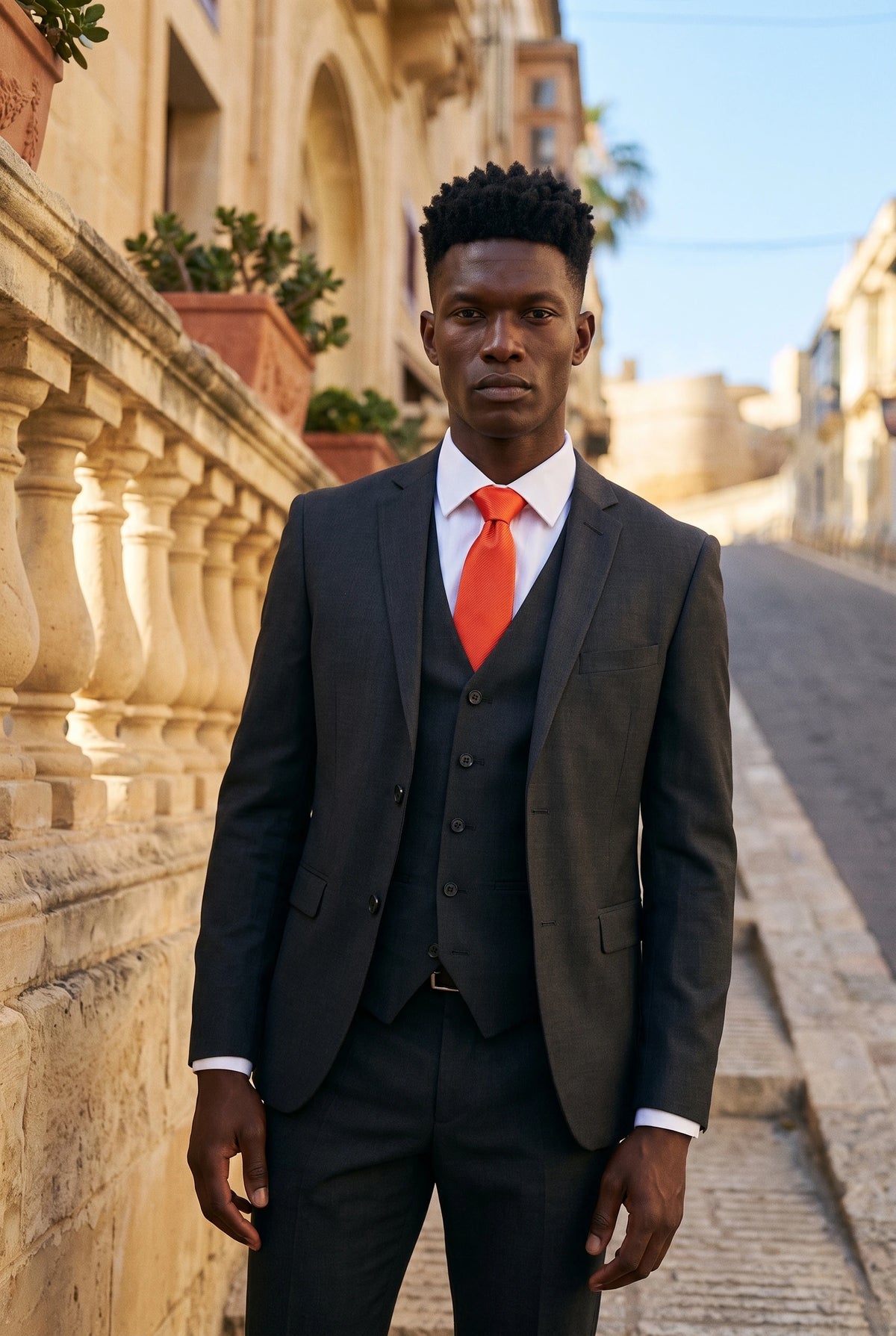 Men’s Orange Red Slim Tie