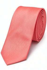 Men’s Peach Tie Set with Pocket Square and Cufflinks
