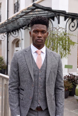 Men’s Pink Knitted Tie with Flat Square End