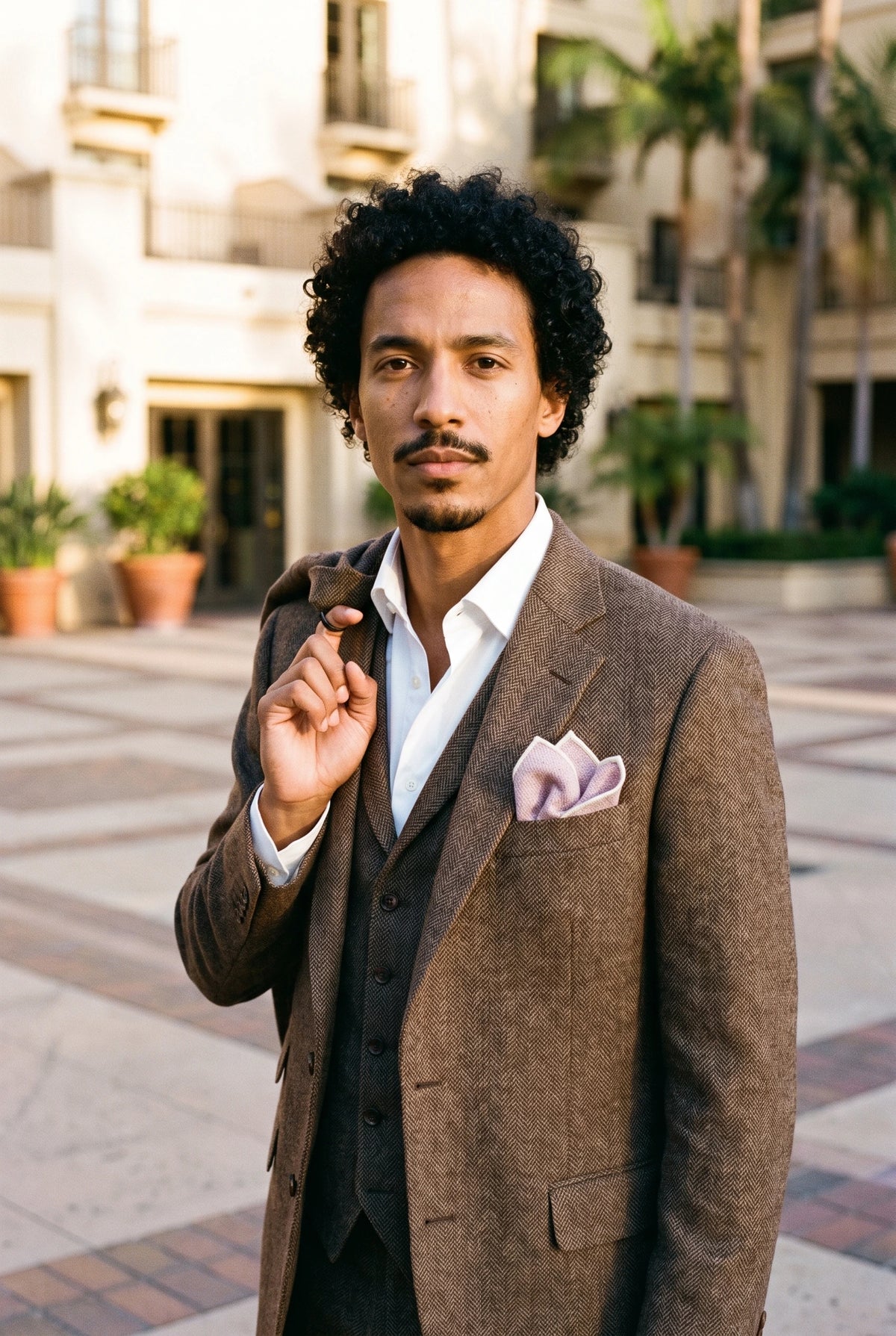 Men’s Pink Tweed Wool Blend Pocket Square