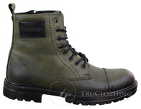 Mens PU Leather Zipped Ankle Boots