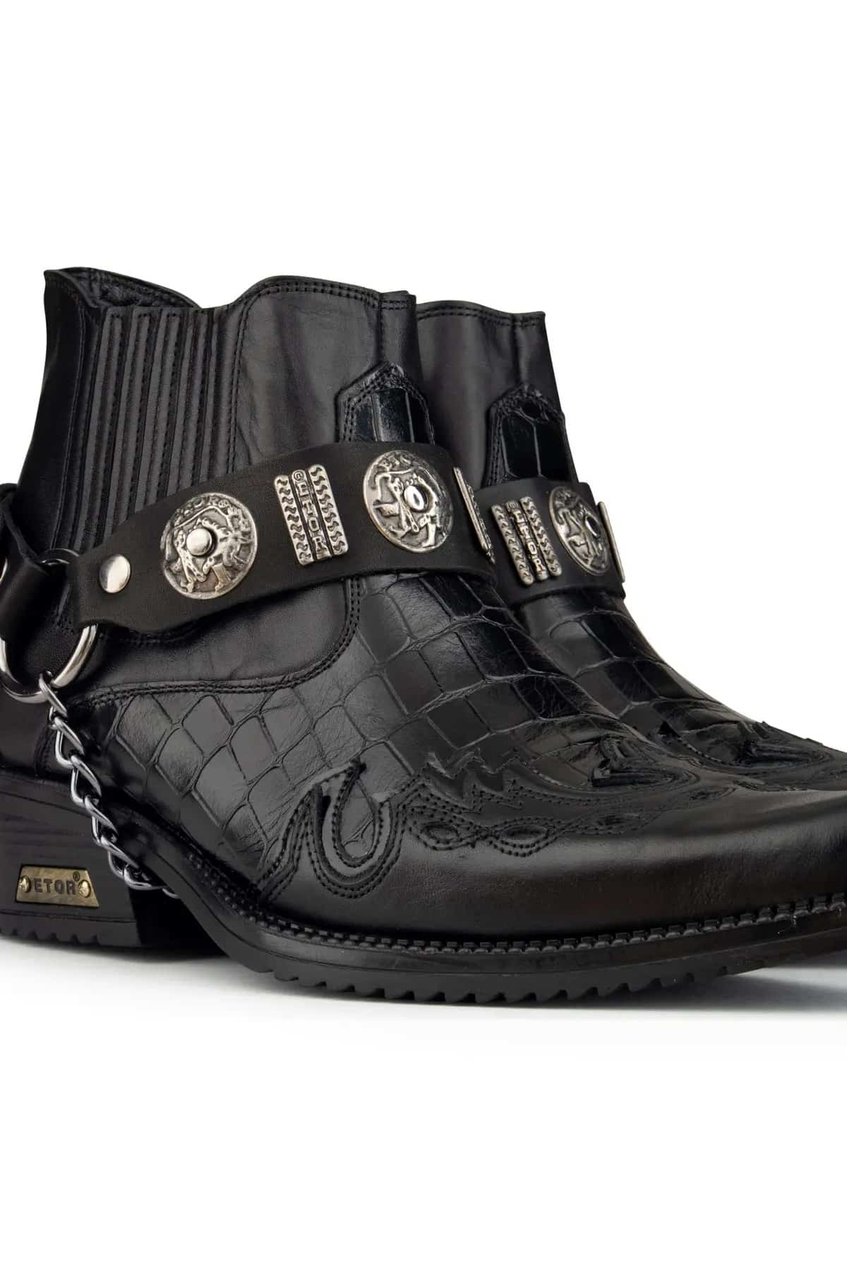 Mens Real Leather Cowboy Boots with Cuban Heel: Buy Online - Happy