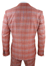 Mens Red 3 Piece Tweed Check Suit