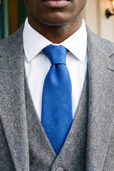 Men’s Royal Blue Suede-Finish Tie