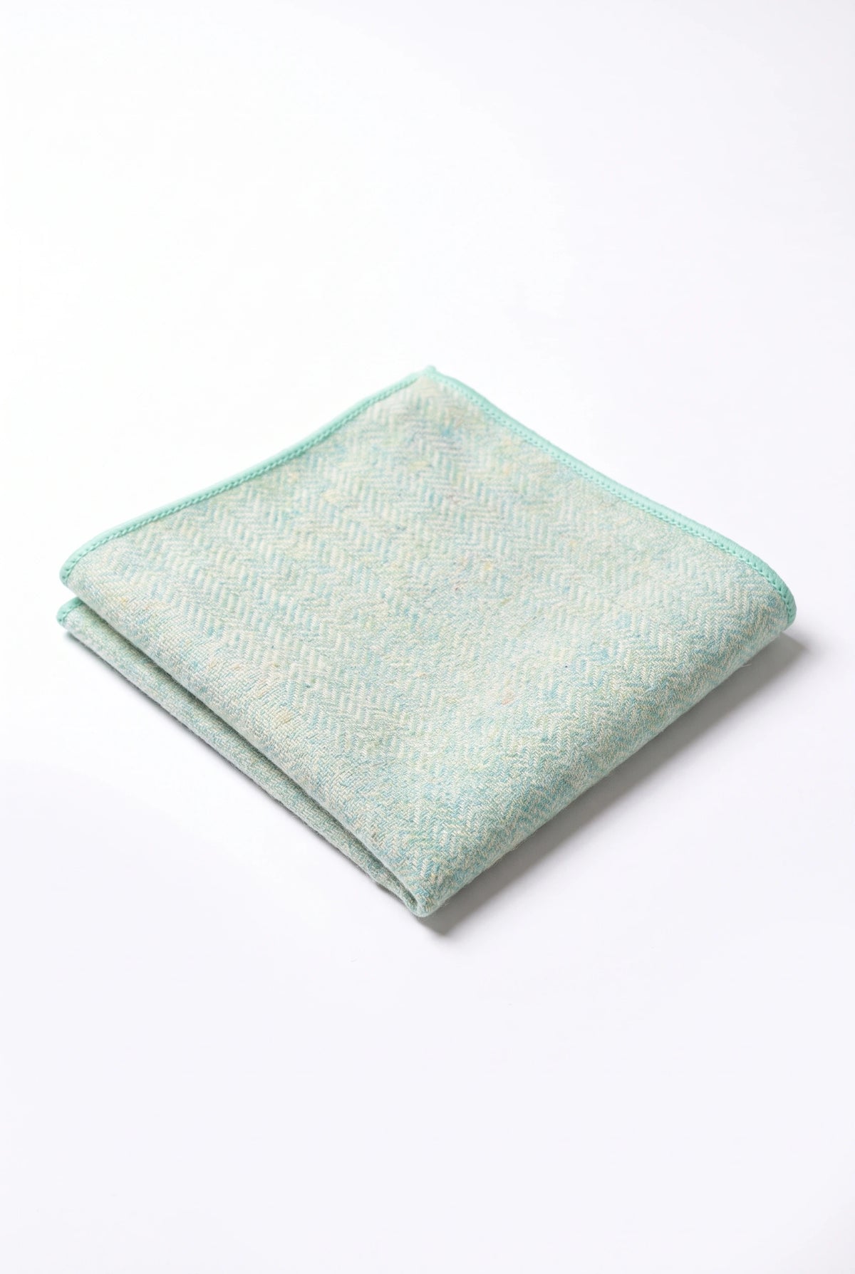 Men’s Sage Green Tweed Wool Blend Pocket Square