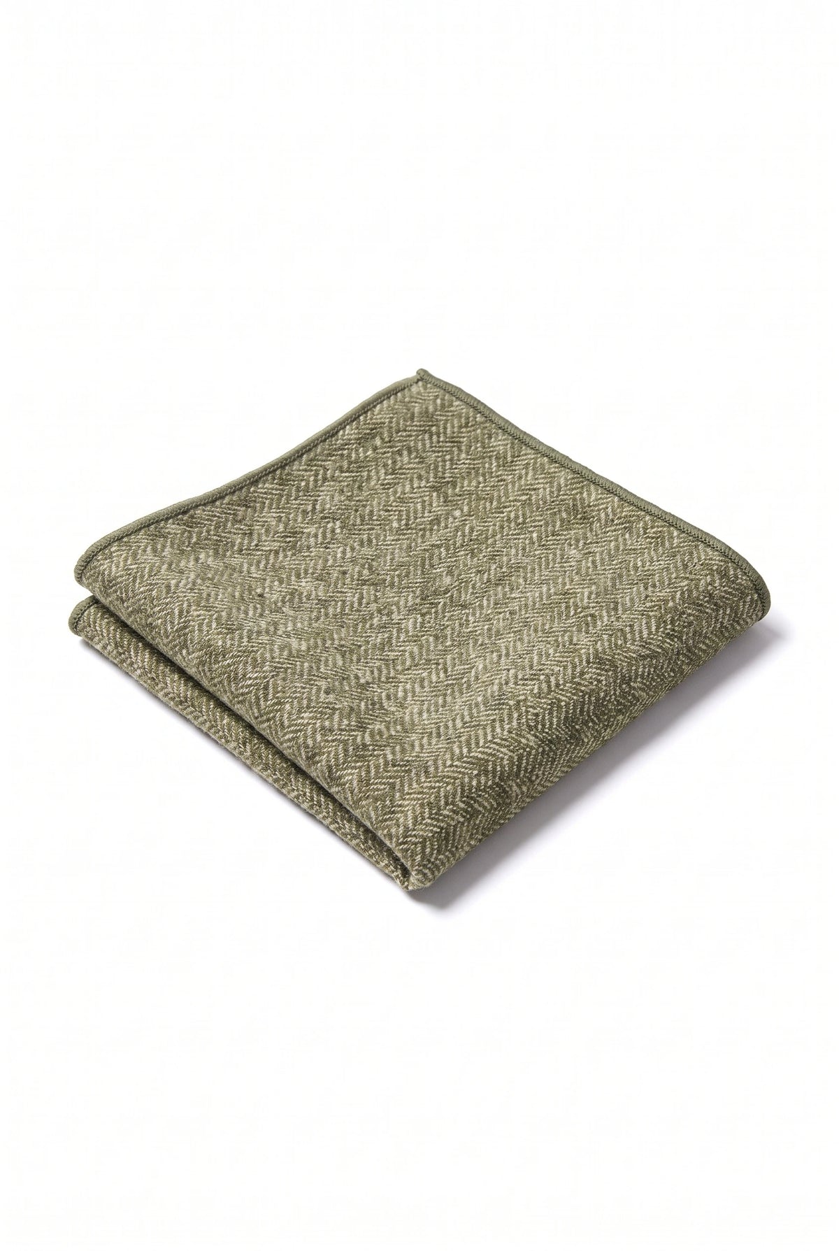 Men’s Sage Green Tweed Wool Blend Pocket Square