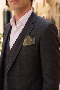 Men’s Sage Green Tweed Wool Blend Pocket Square