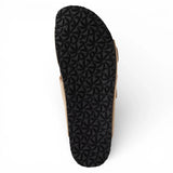 Men's Sand Beige Leather Slip-On Footbed Slipper Sandals