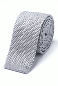 Men’s Silver Knitted Polyester Tie