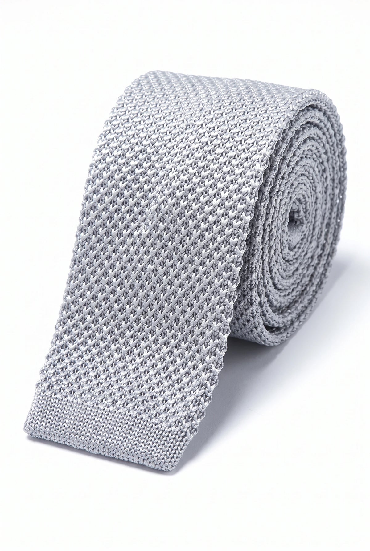 Men’s Silver Knitted Polyester Tie