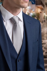 Men’s Silver Slim 6cm Solid Colour Tie