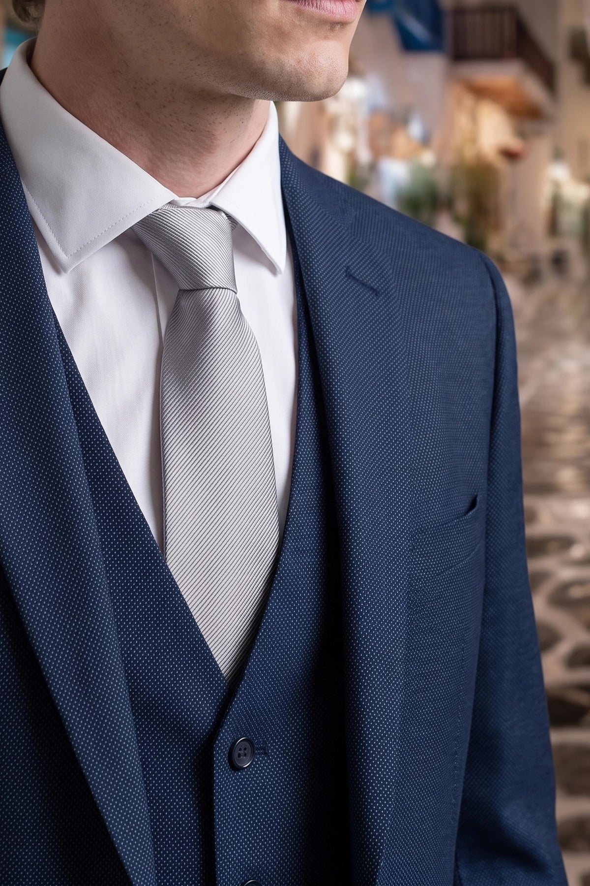 Men’s Silver Slim 6cm Solid Colour Tie