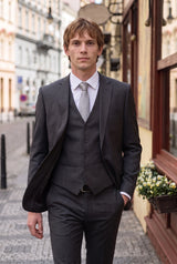 Men’s Silver Slim 6cm Solid Colour Tie