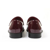 Men's Slip On Vegan Leather Velvet Detailed Patent Loafers