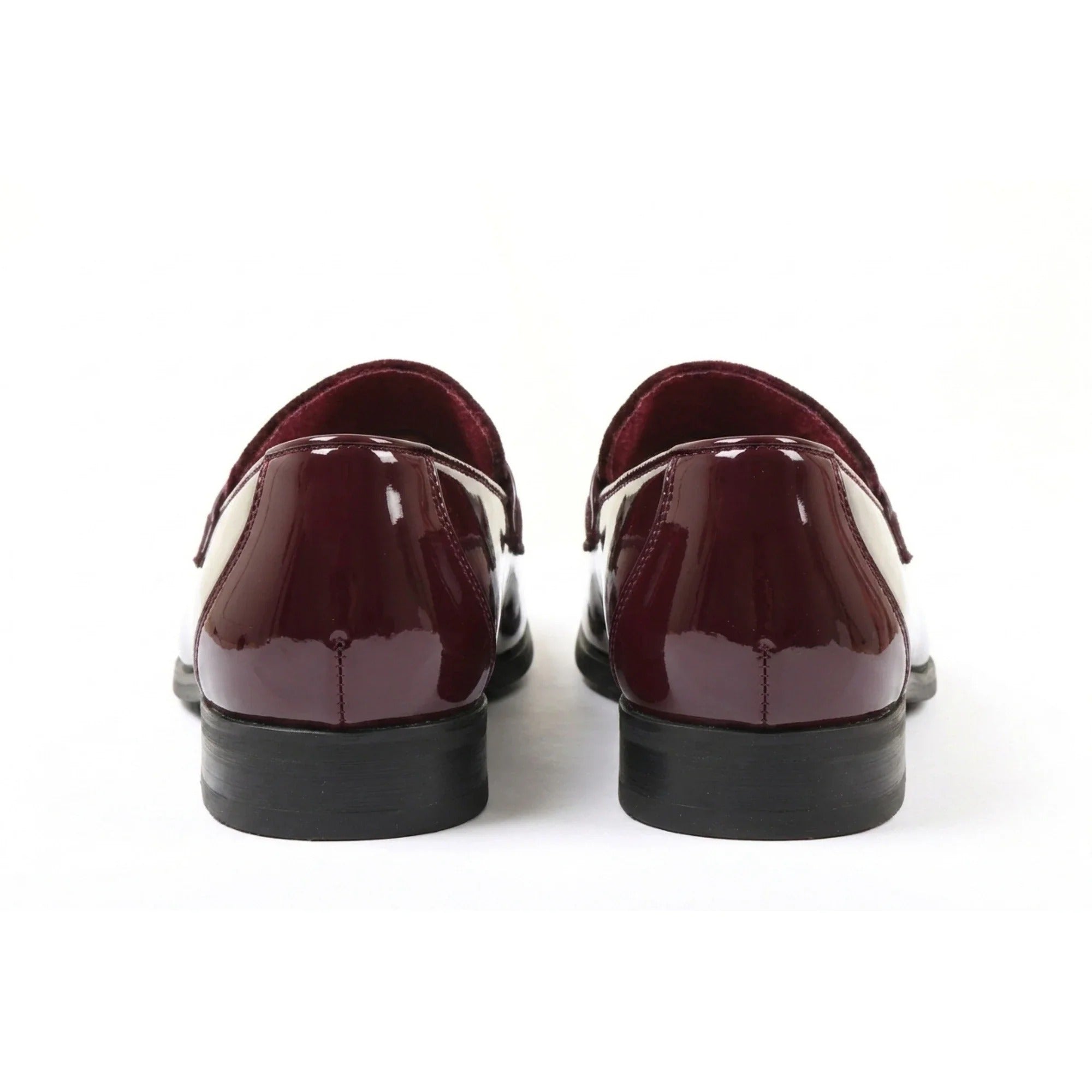 Men's Slip On Vegan Leather Velvet Detailed Patent Loafers