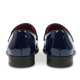 Men's Slip On Vegan Leather Velvet Detailed Patent Loafers