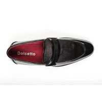 Men's Slip On Vegan Leather Velvet Detailed Patent Loafers