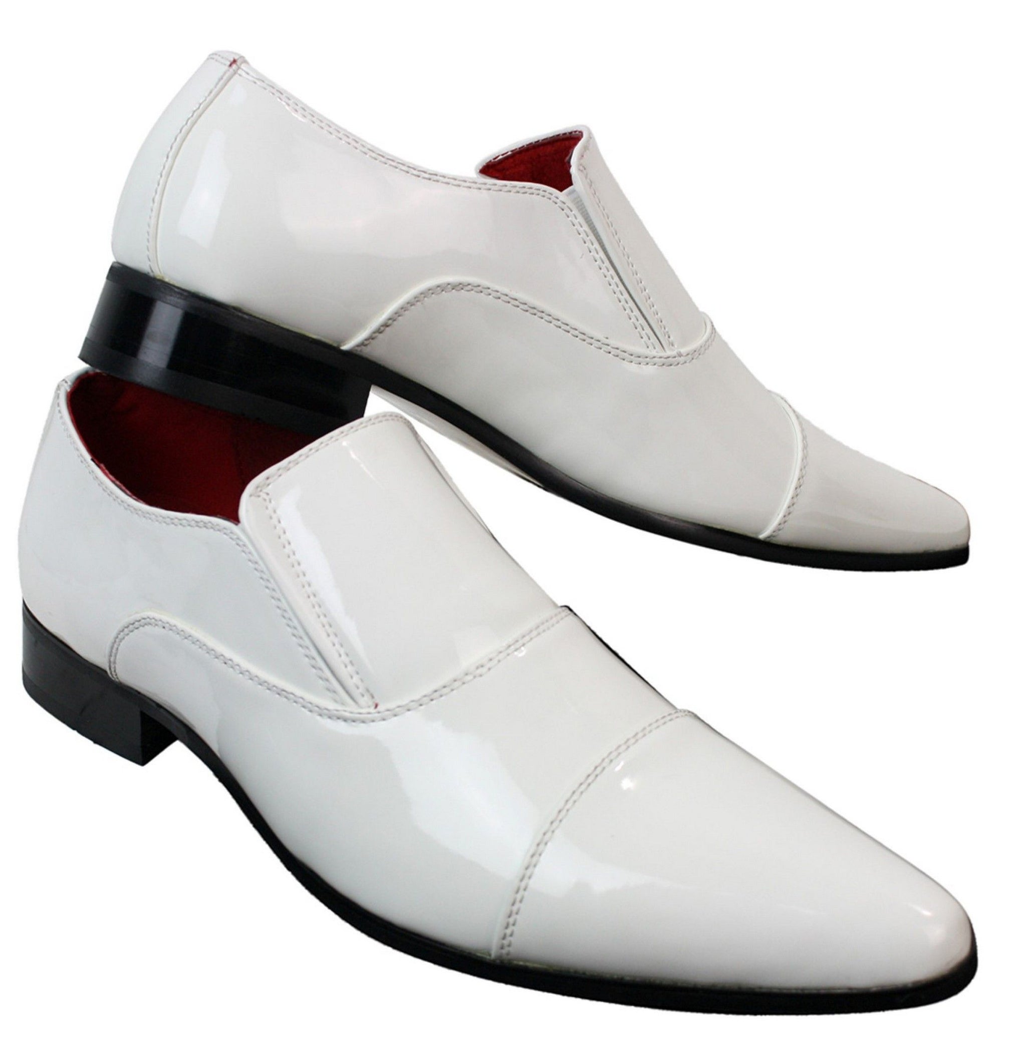 Mens Smart Formal Slip On White Patent Shiny Shoes Leather Lined Italian: Buy Online - Happy Gentleman Mens Smart Formal Slip On White Patent Shiny Shoes Leather Lined Italian: Buy Online - Happy Gentleman