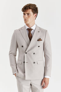 Men's Stone Birdseye Double Breasted Blazer