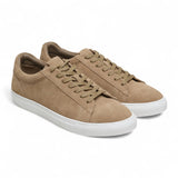 Men's Stone Grey Suede Leather Lace-Up Casual Sneakers
