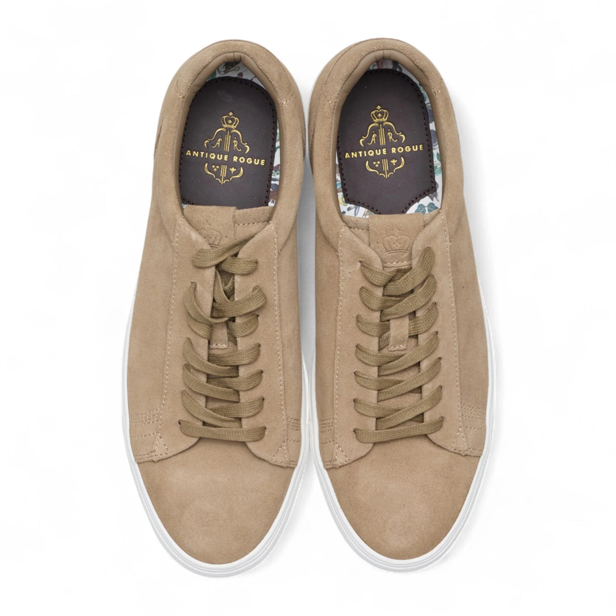 Men's Stone Grey Suede Leather Lace-Up Casual Sneakers
