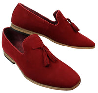 Mens Suede Loafers Driving Shoes Slip On Tassle Design Leather Line Black Comfort