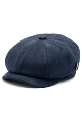 Men's Suede Vintage 8-Panel Classic Gatsby Baker Boy Hat - Navy